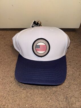 PGA Tour PROSERIES White & Navy Baseball Cap with American Flag Patch